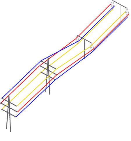 perspective diagram of transition from lattice to T-pylon